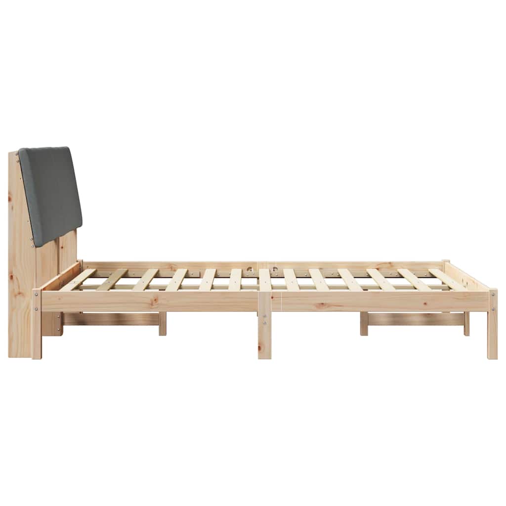 Bed frame Brown and dark grey 140 x 200 cm Solid pine wood
