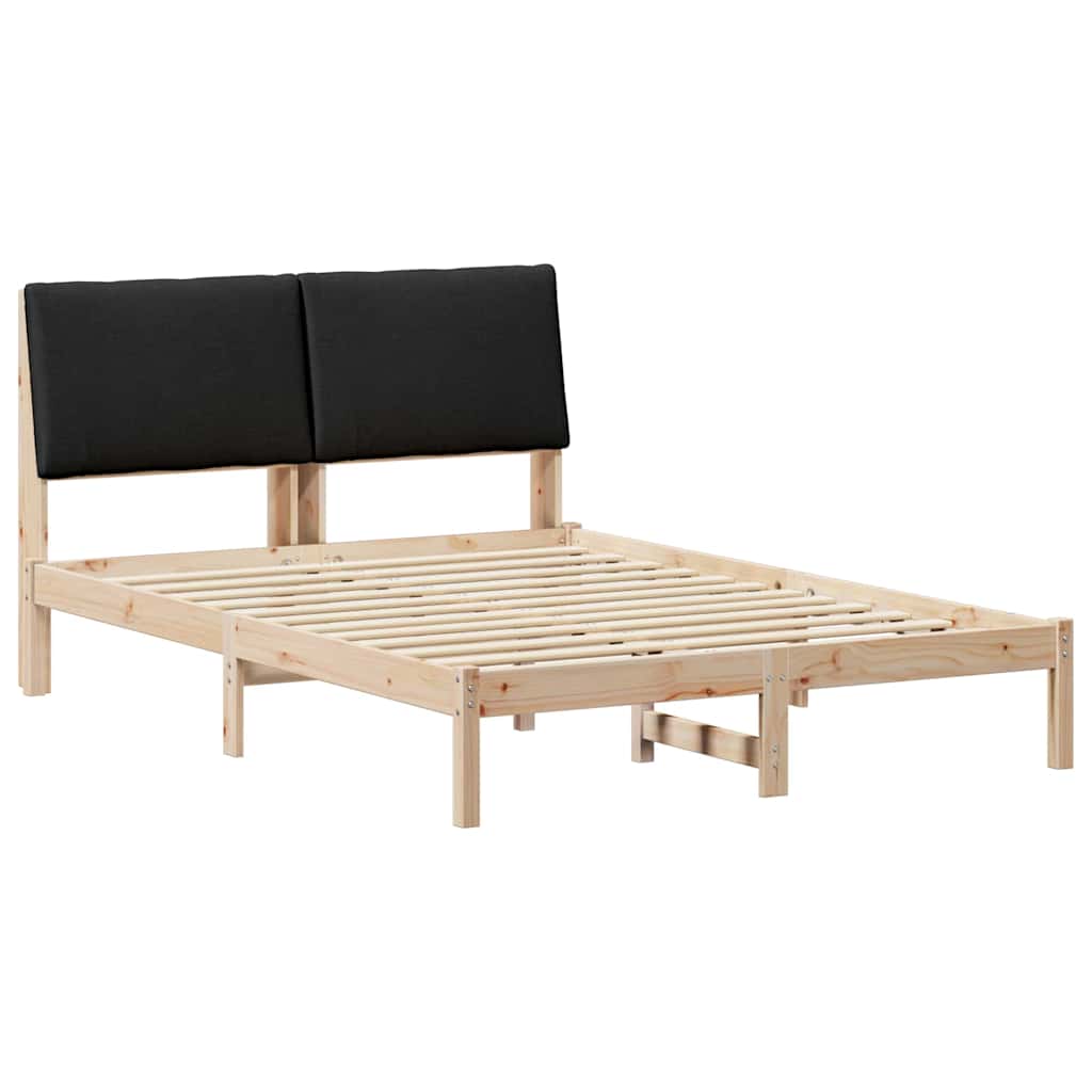 Bed frame Brown and black 140 x 200 cm Solid pine wood