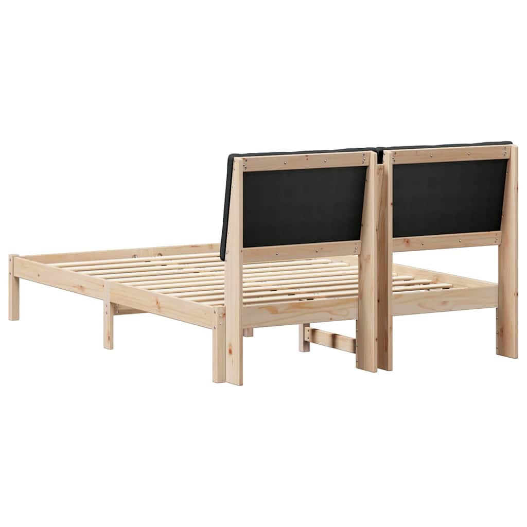 Bed frame Brown and black 140 x 200 cm Solid pine wood