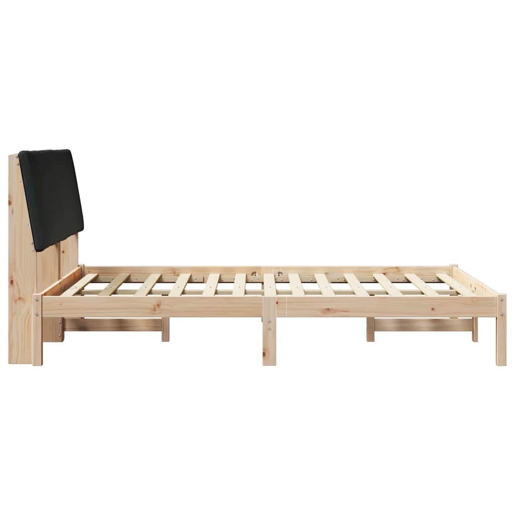Bed frame Brown and black 140 x 200 cm Solid pine wood