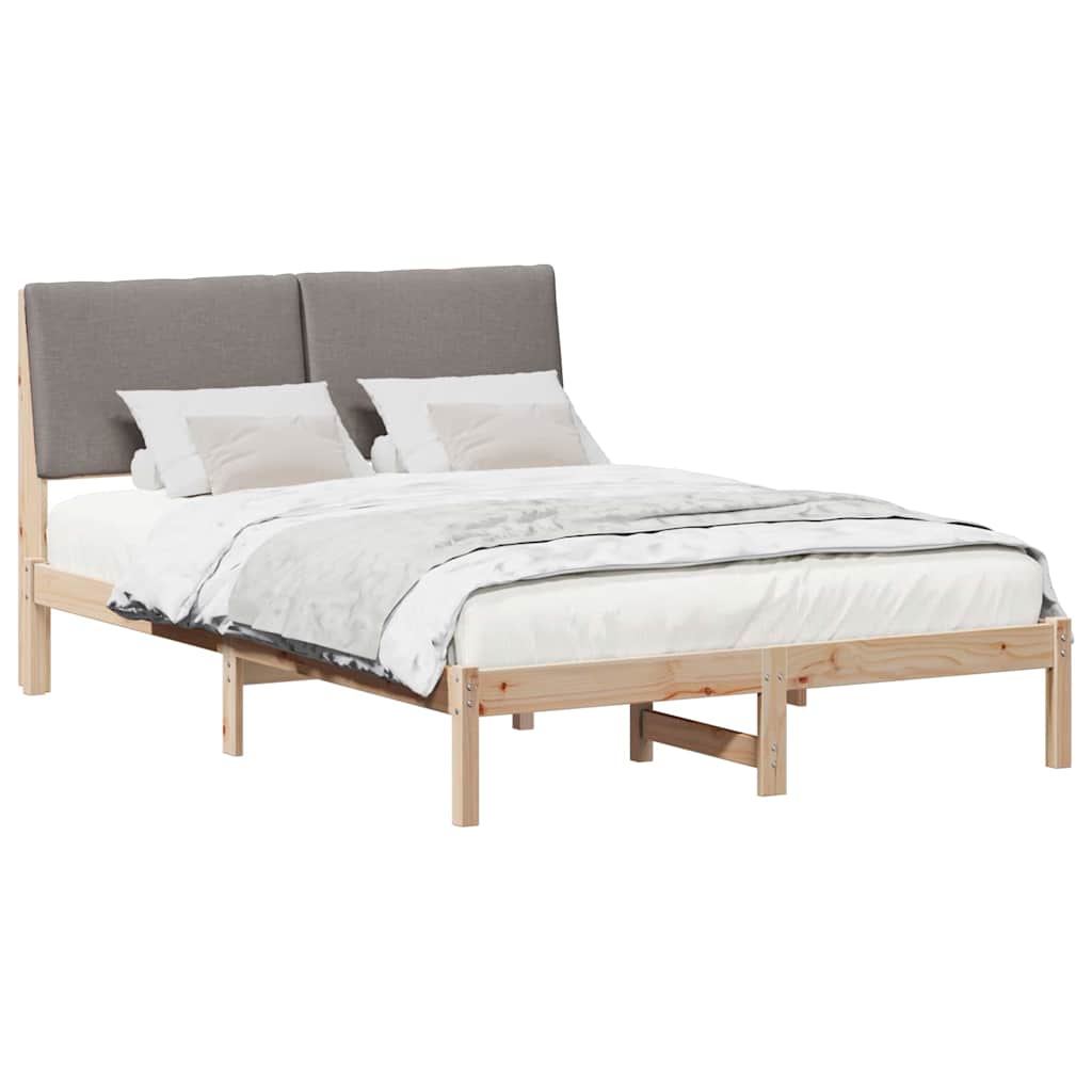 Bed frame Brown and taupe 140 x 200 cm Solid pine wood