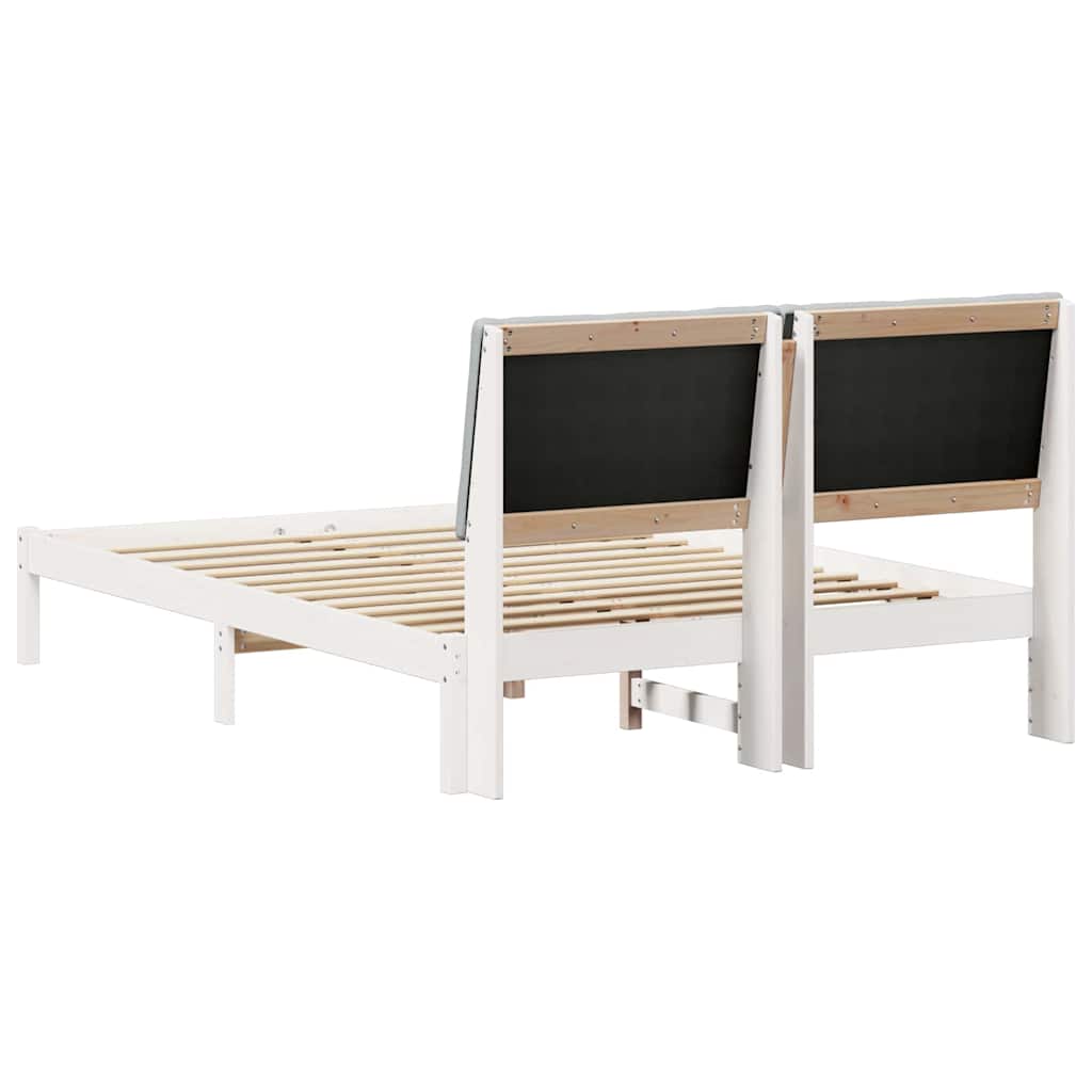 Bed frame White and light grey 140 x 200 cm Solid pine wood