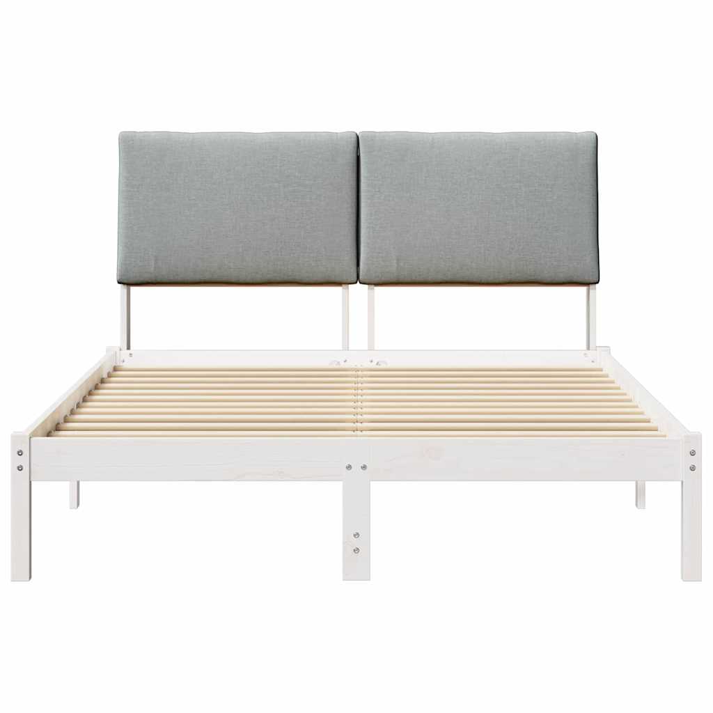 Bed frame White and light grey 140 x 200 cm Solid pine wood