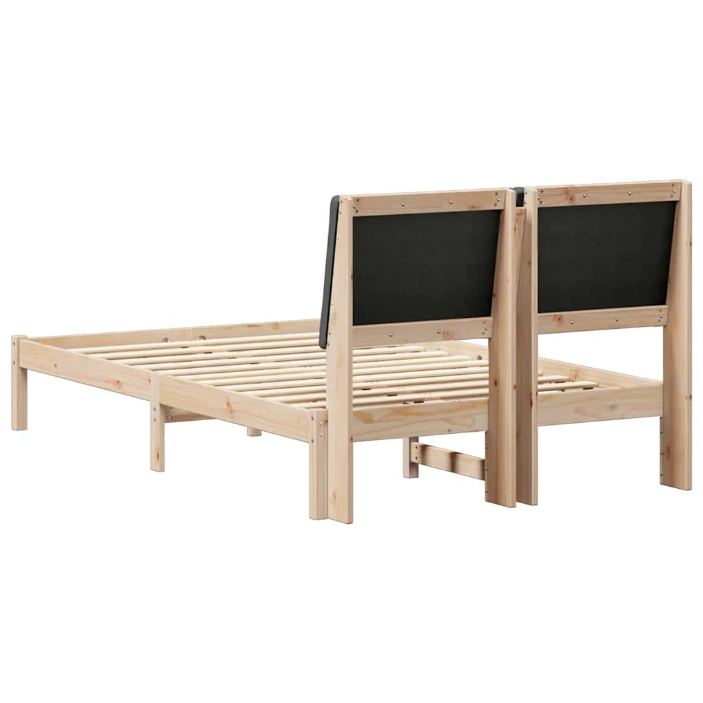Bed frame Brown and dark grey 120 x 200 cm Solid pine wood