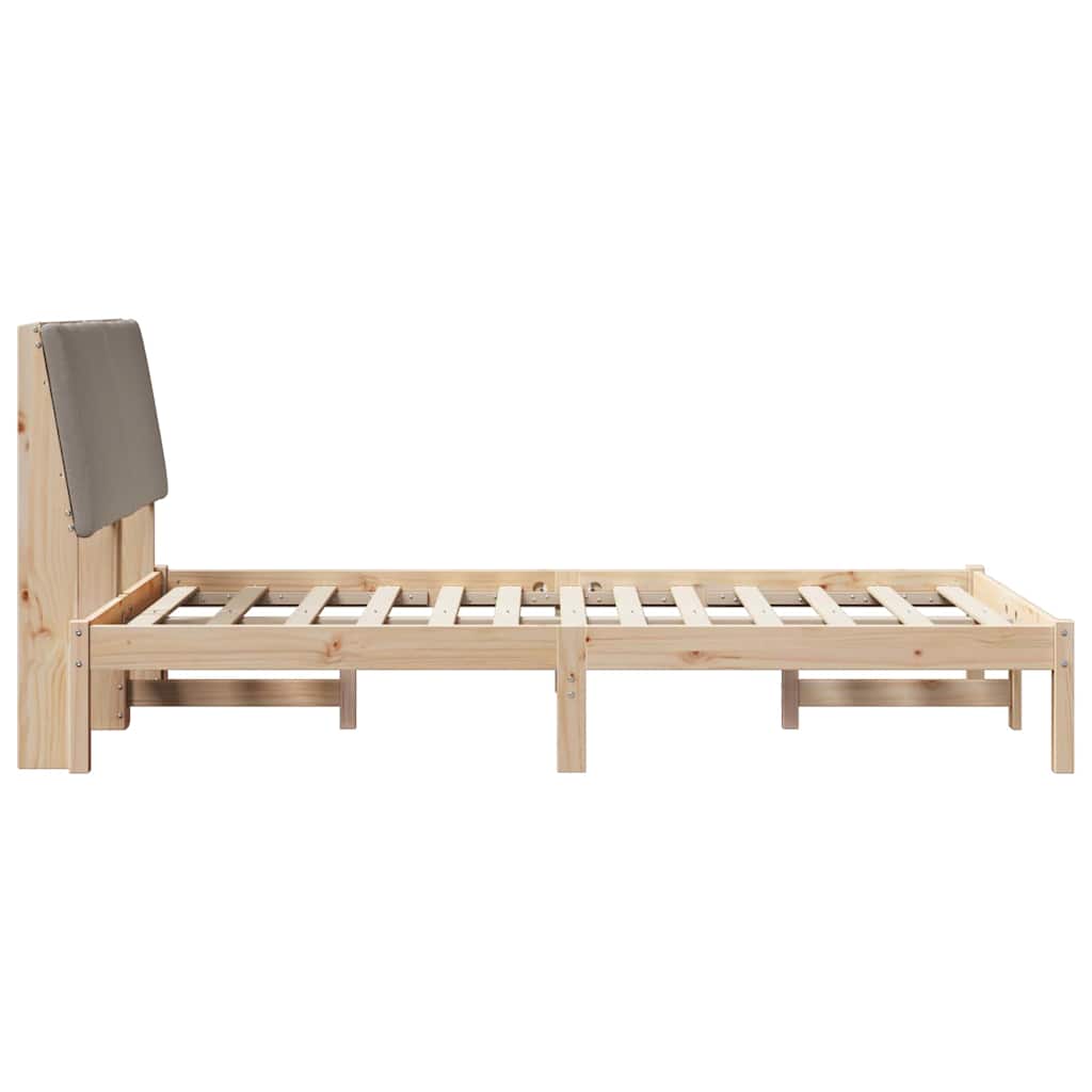 Bed frame Brown and taupe 120 x 200 cm Solid pine wood