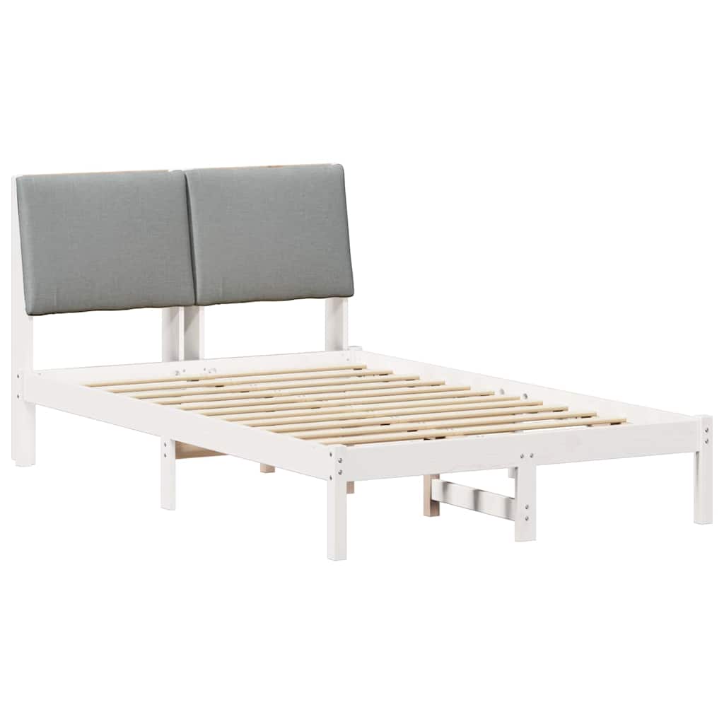 Bed frame White and light grey 120 x 200 cm Solid pine wood