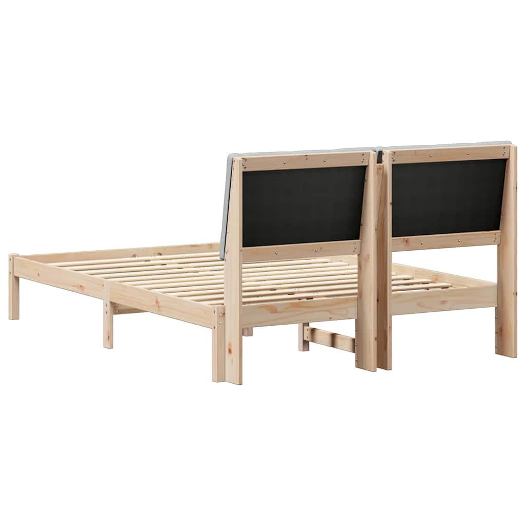 Bed frame Brown and light grey 140 x 190 cm Solid pine wood