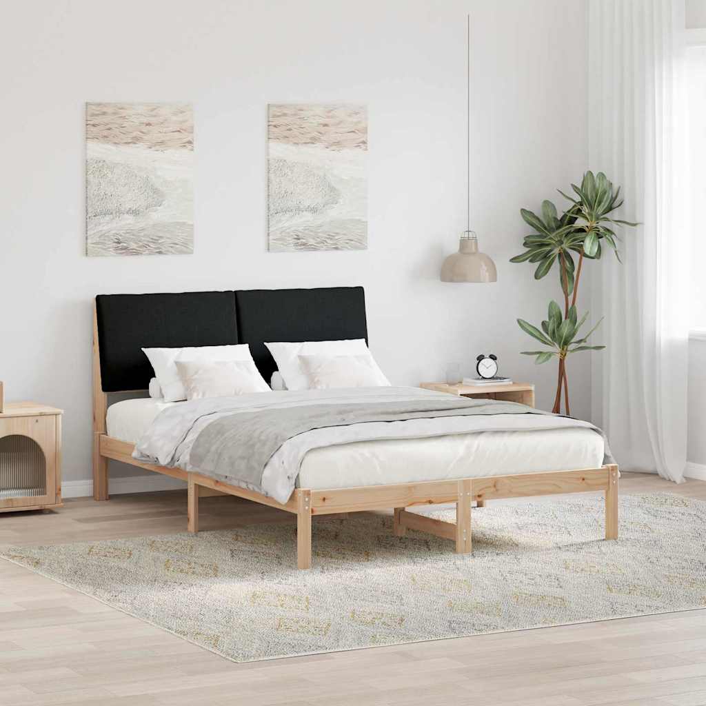 Bed frame Brown and black 140 x 190 cm Solid pine wood