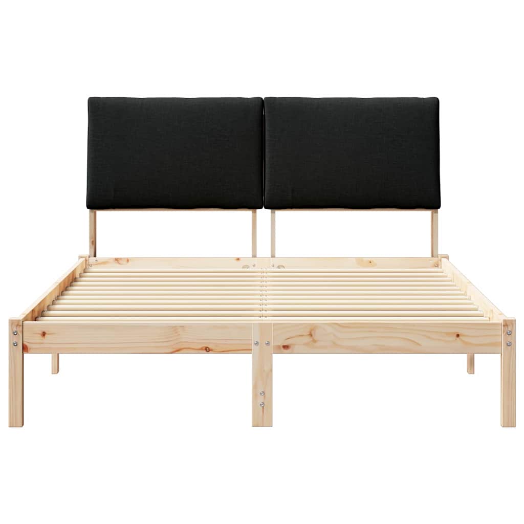 Bed frame Brown and black 140 x 190 cm Solid pine wood