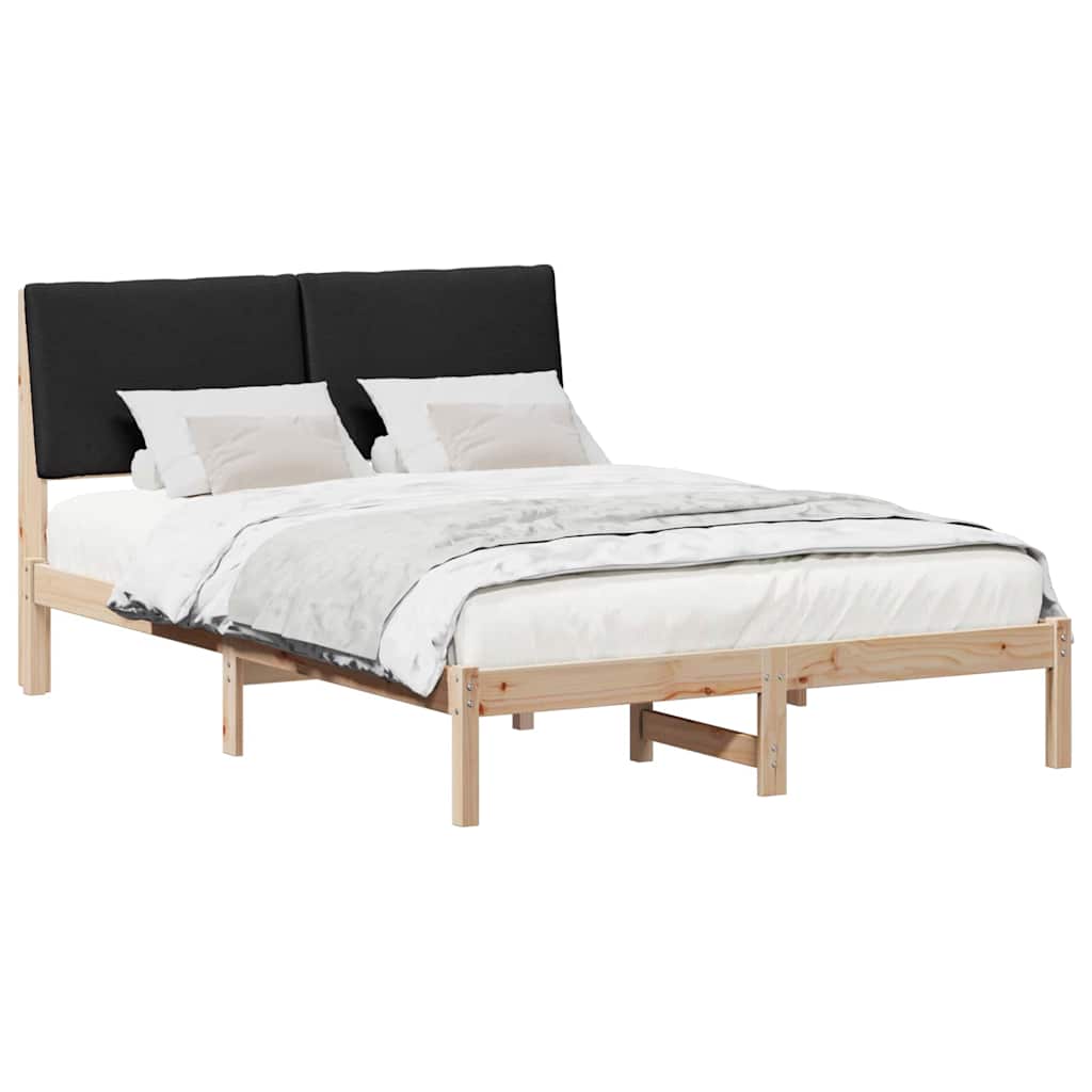 Bed frame Brown and black 140 x 190 cm Solid pine wood
