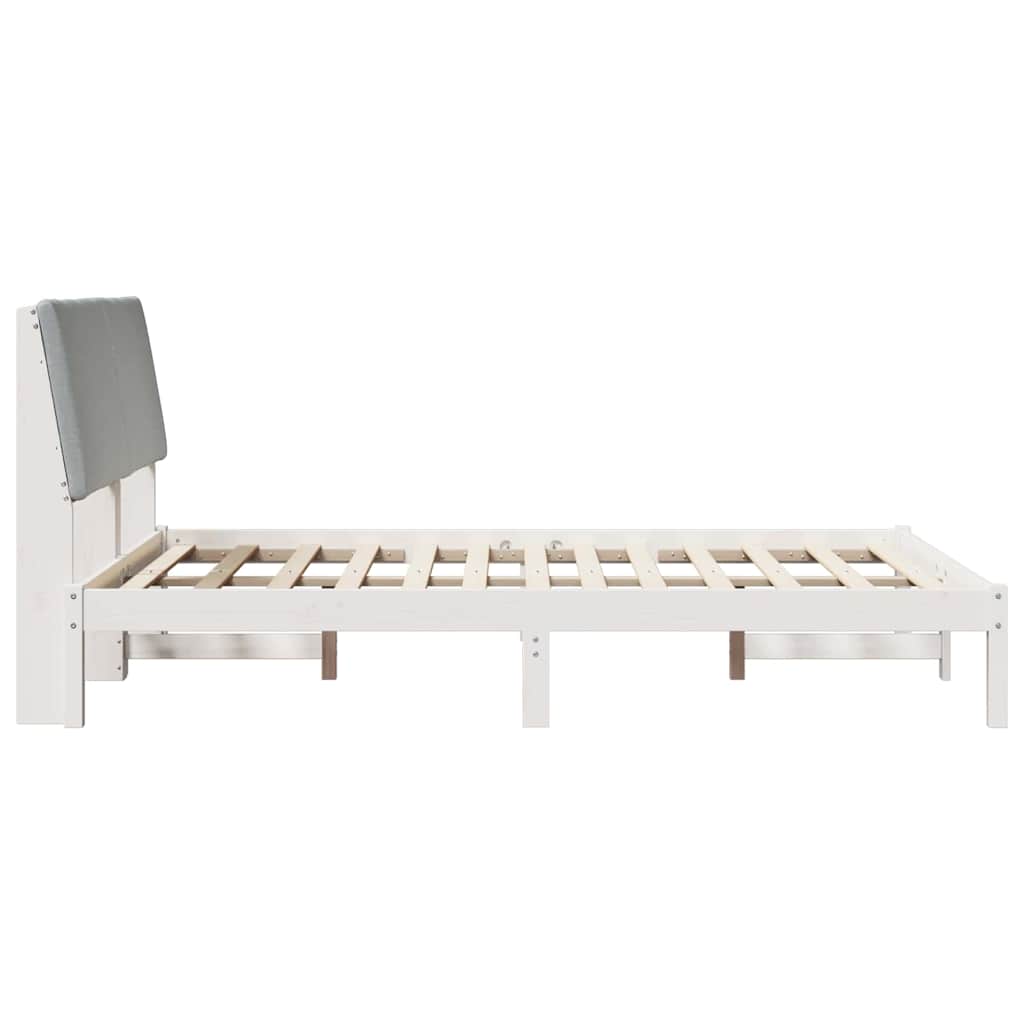 Bed frame White and light grey 140 x 190 cm Solid pine wood