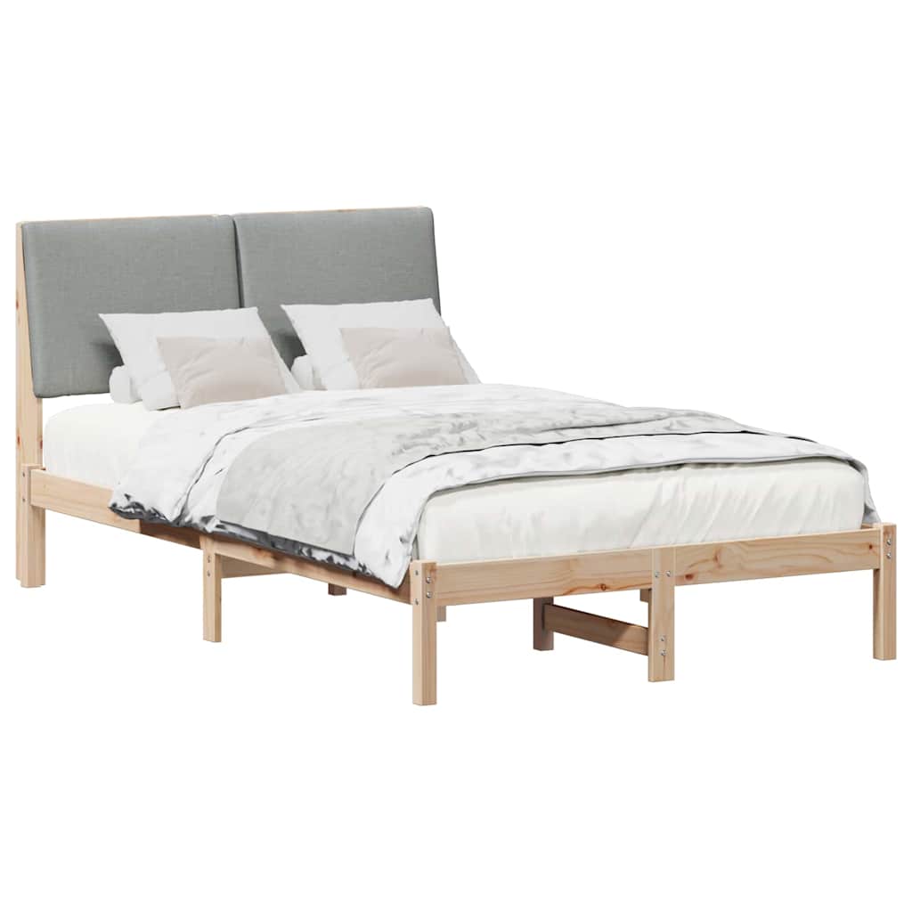 Bed frame Brown and light grey 135 x 190 cm Solid pine wood
