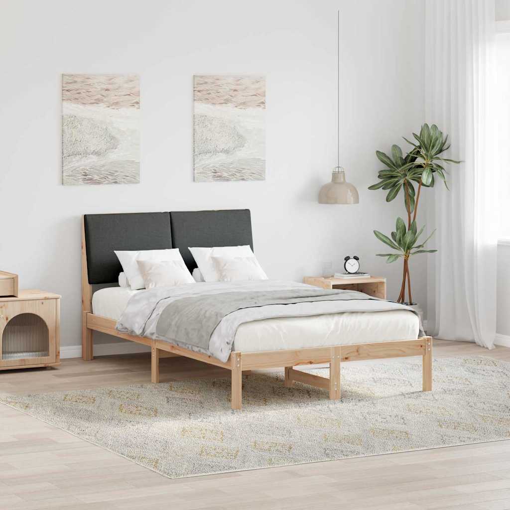Bed frame Brown and dark grey 135 x 190 cm Solid pine wood