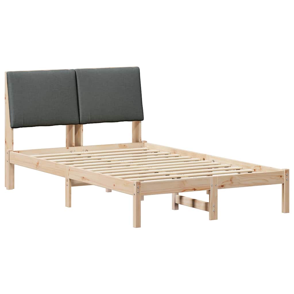 Bed frame Brown and dark grey 135 x 190 cm Solid pine wood