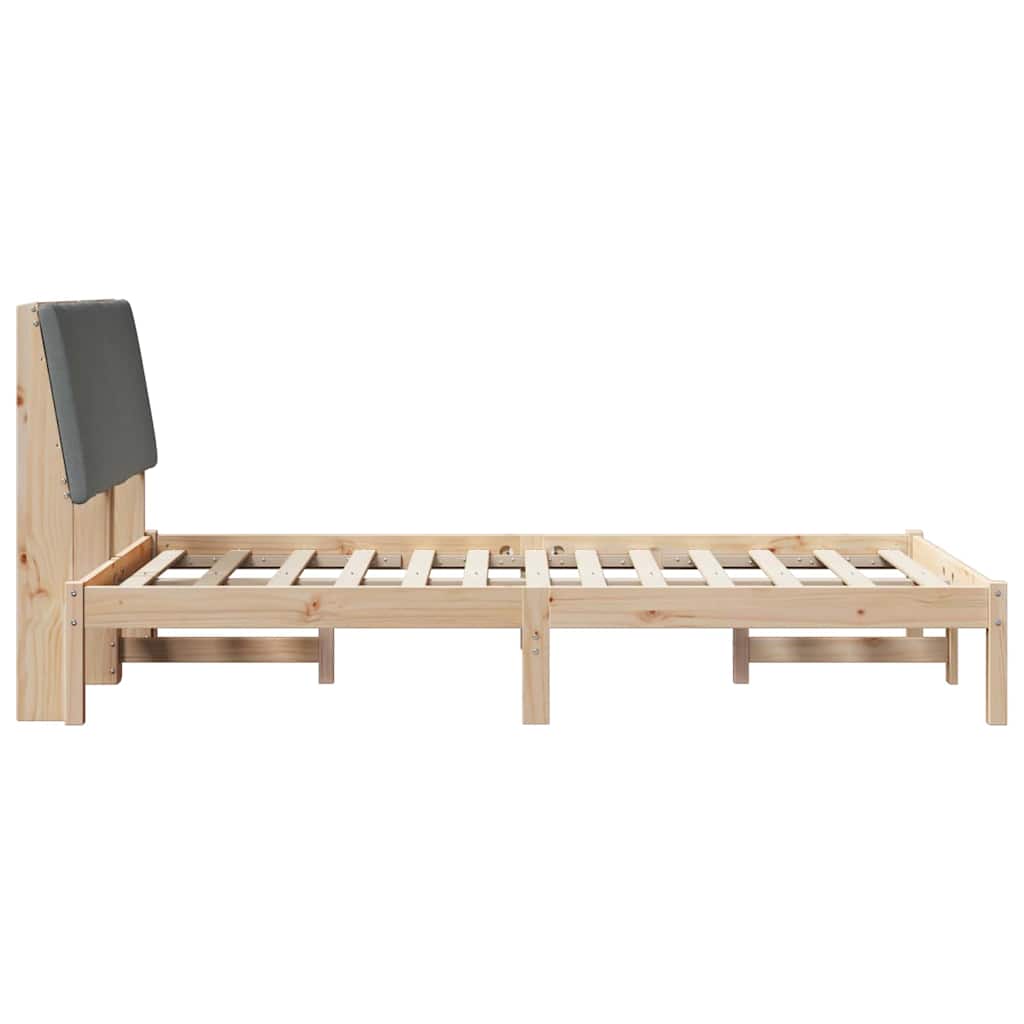 Bed frame Brown and dark grey 135 x 190 cm Solid pine wood
