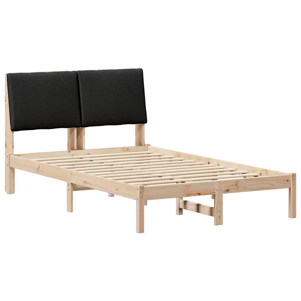 Bed frame Brown and black 135 x 190 cm Solid pine wood