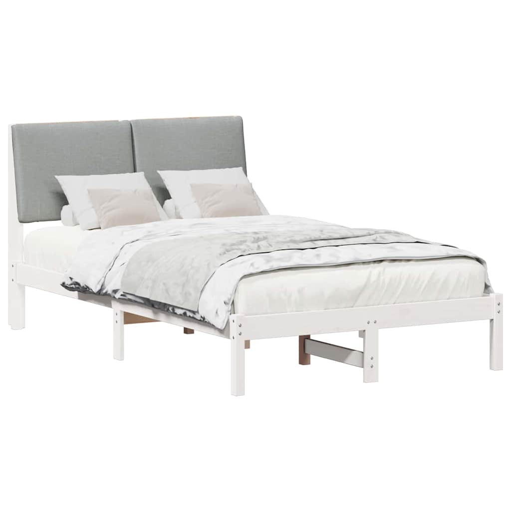 Bed frame White and light grey 135 x 190 cm Solid pine wood
