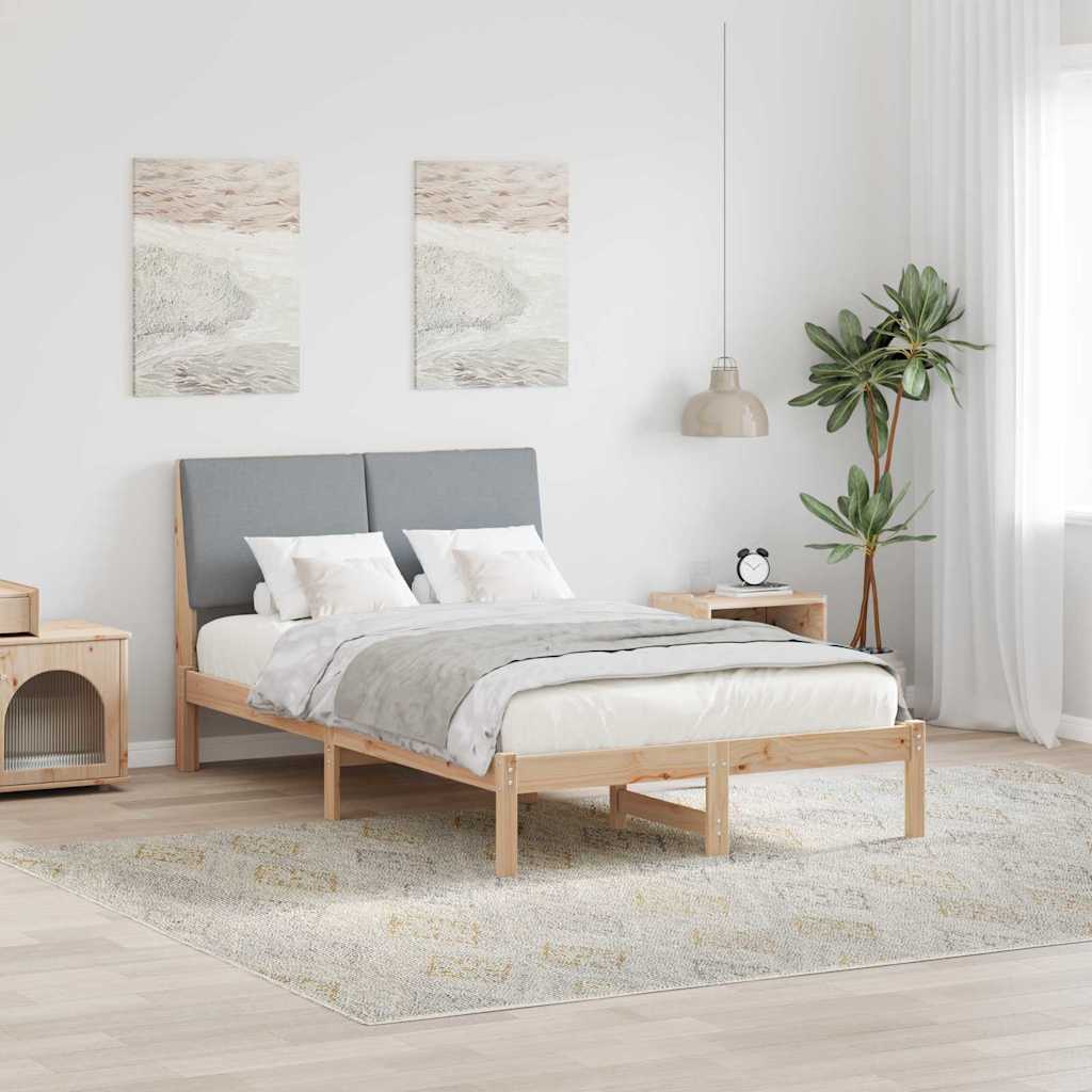 Bed frame Brown and light grey 120 x 190 cm Solid pine wood