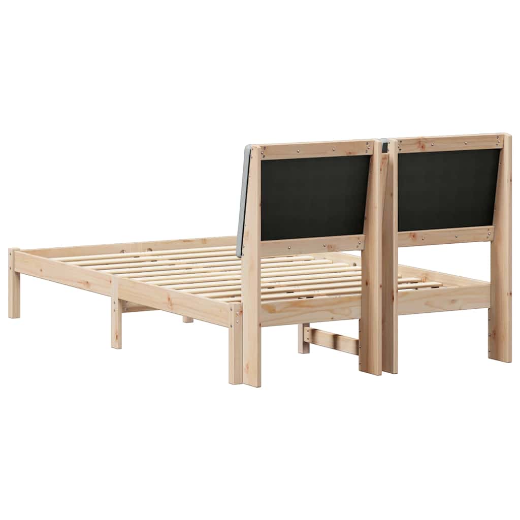 Bed frame Brown and light grey 120 x 190 cm Solid pine wood