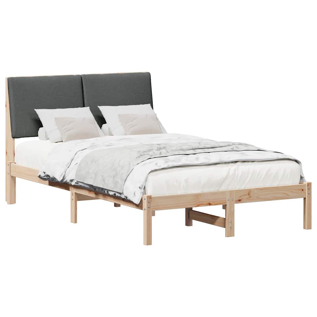 Bed frame Brown and dark grey 120 x 190 cm Solid pine wood