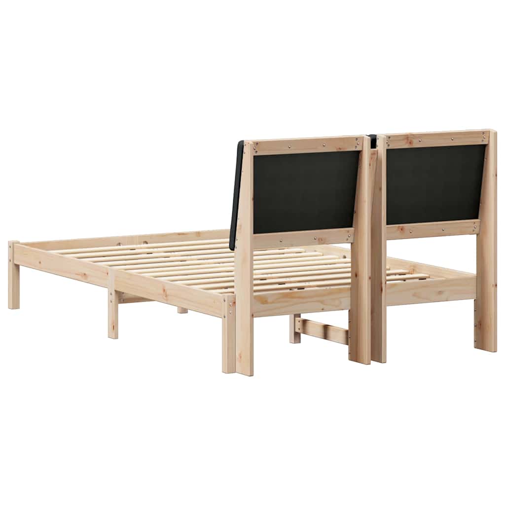 Bed frame Brown and black 120 x 190 cm Solid pine wood