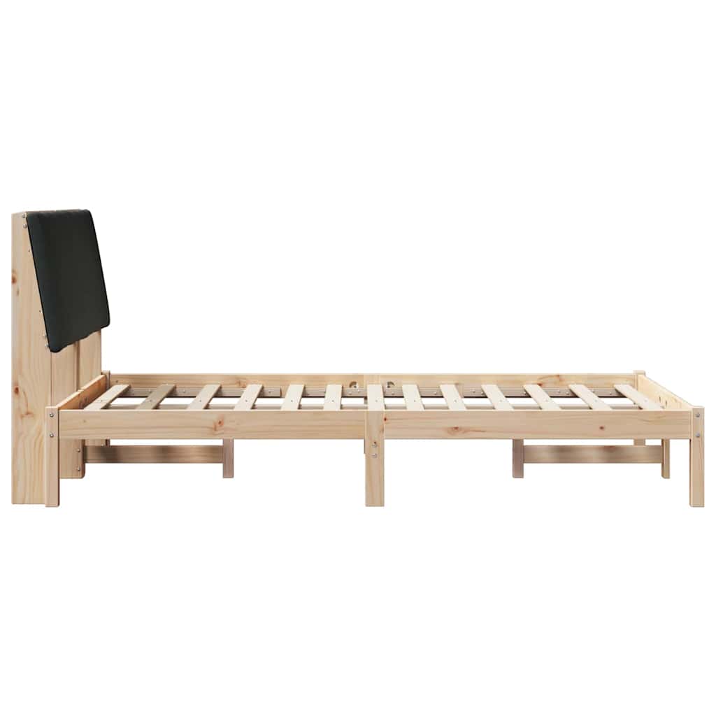 Bed frame Brown and black 120 x 190 cm Solid pine wood