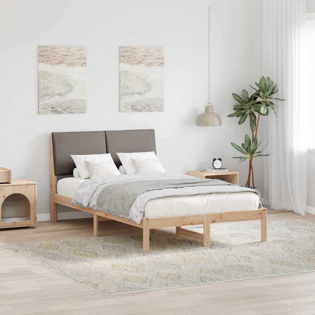 Bed frame Brown and taupe 120 x 190 cm Solid pine wood