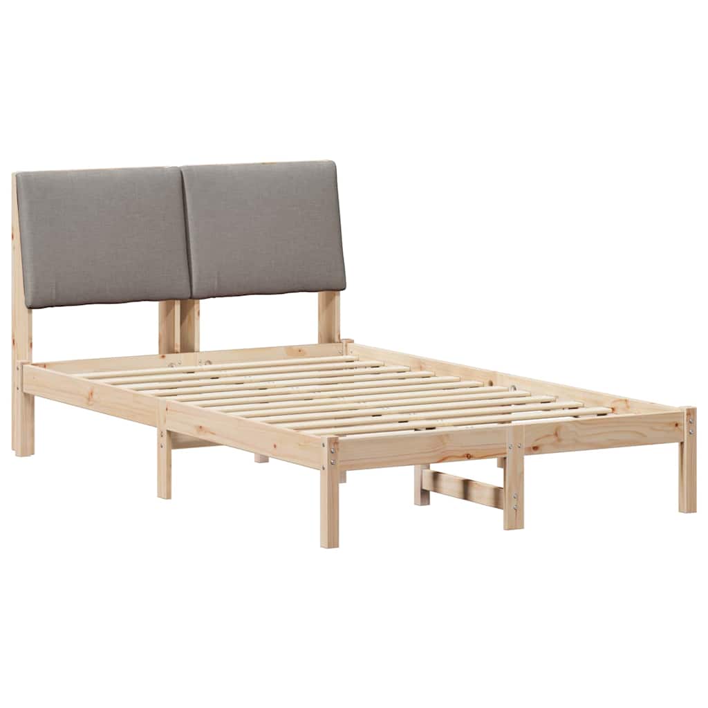 Bed frame Brown and taupe 120 x 190 cm Solid pine wood