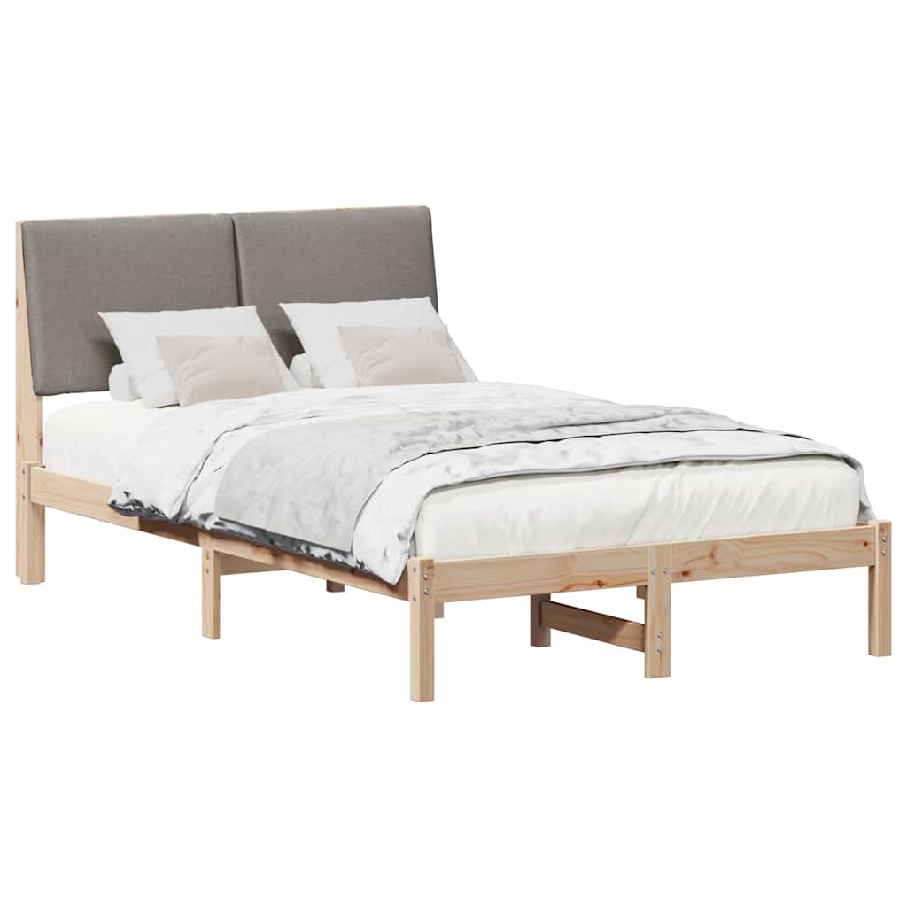 Bed frame Brown and taupe 120 x 190 cm Solid pine wood