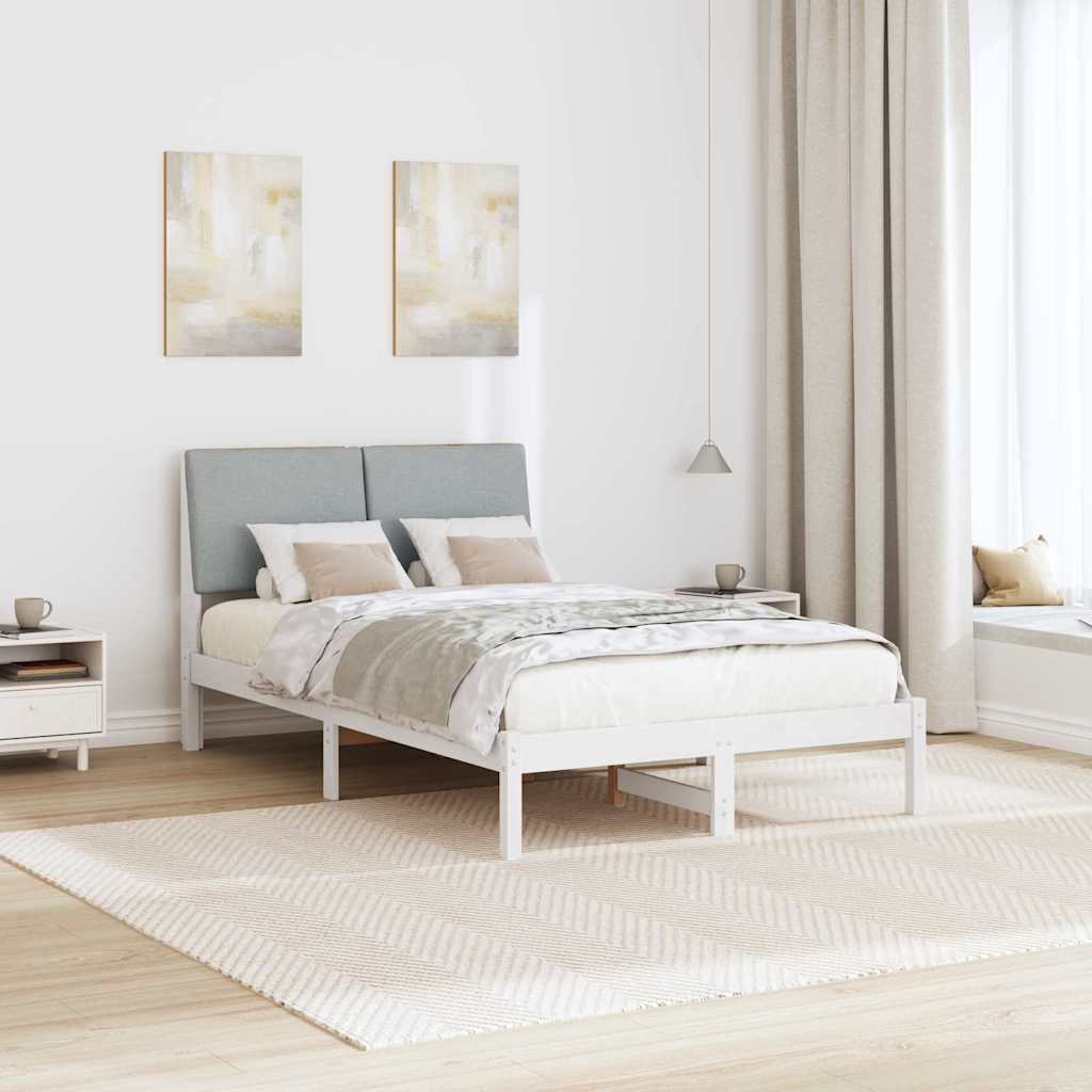 Bed frame White and light grey 120 x 190 cm Solid pine wood