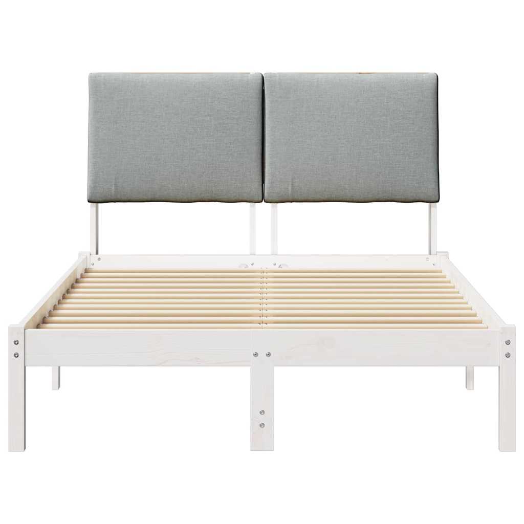 Bed frame White and light grey 120 x 190 cm Solid pine wood