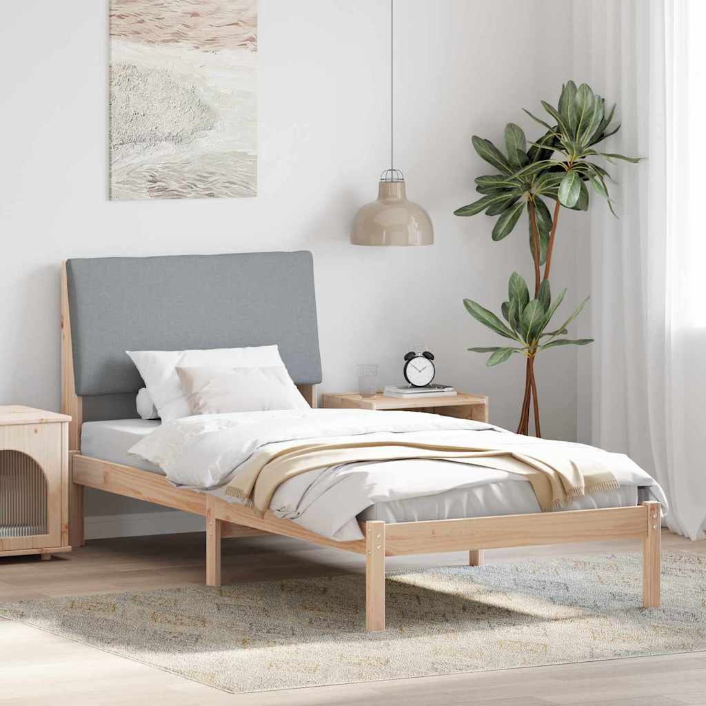 Bed frame Brown and light grey 100 x 200 cm Solid pine wood