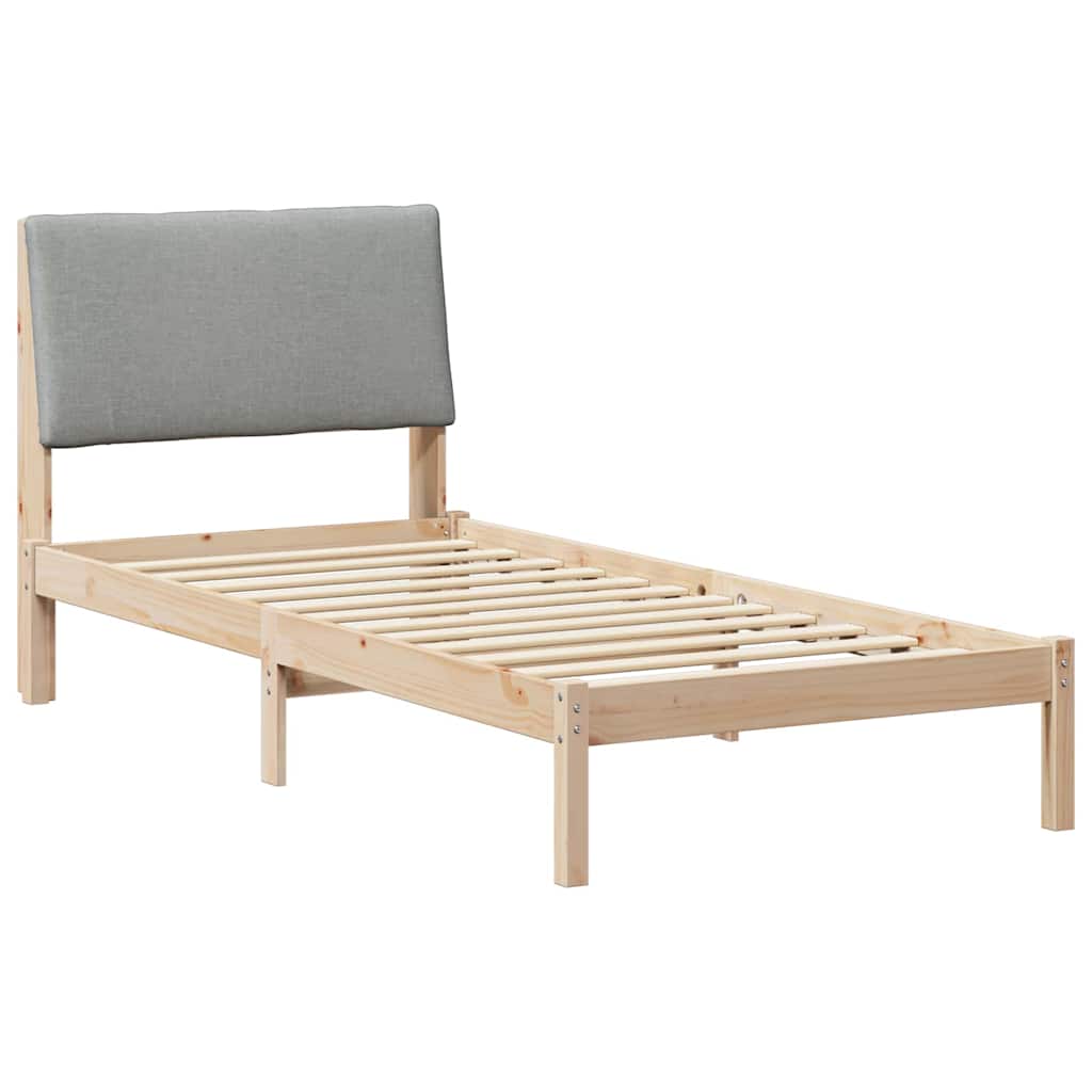 Bed frame Brown and light grey 100 x 200 cm Solid pine wood