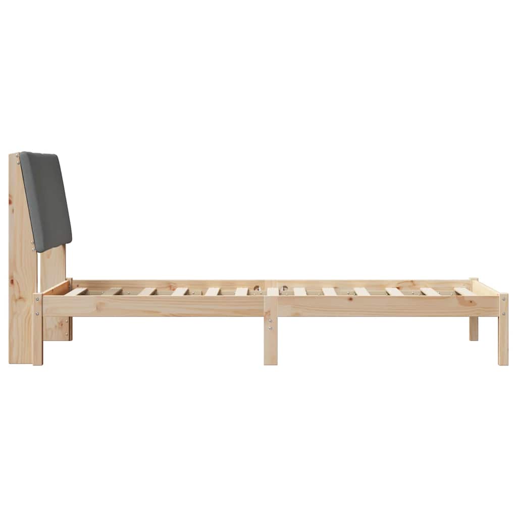 Bed frame Brown and dark grey 100 x 200 cm Solid pine wood