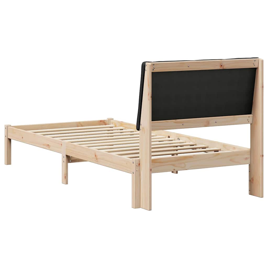 Bed frame Brown and black 100 x 200 cm Solid pine wood