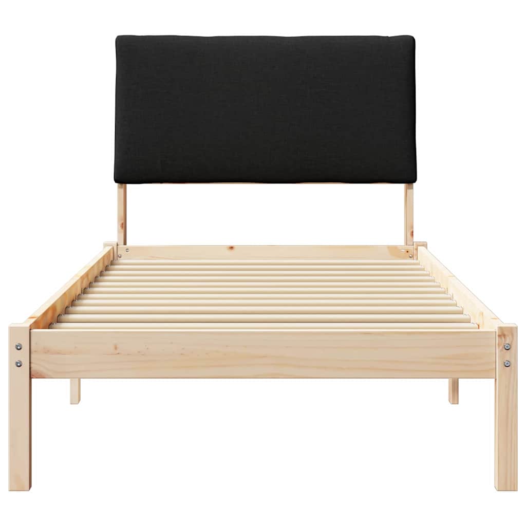 Bed frame Brown and black 100 x 200 cm Solid pine wood