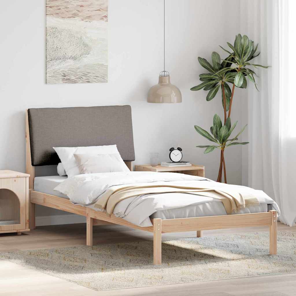 Bed frame Brown and taupe 100 x 200 cm Solid pine wood