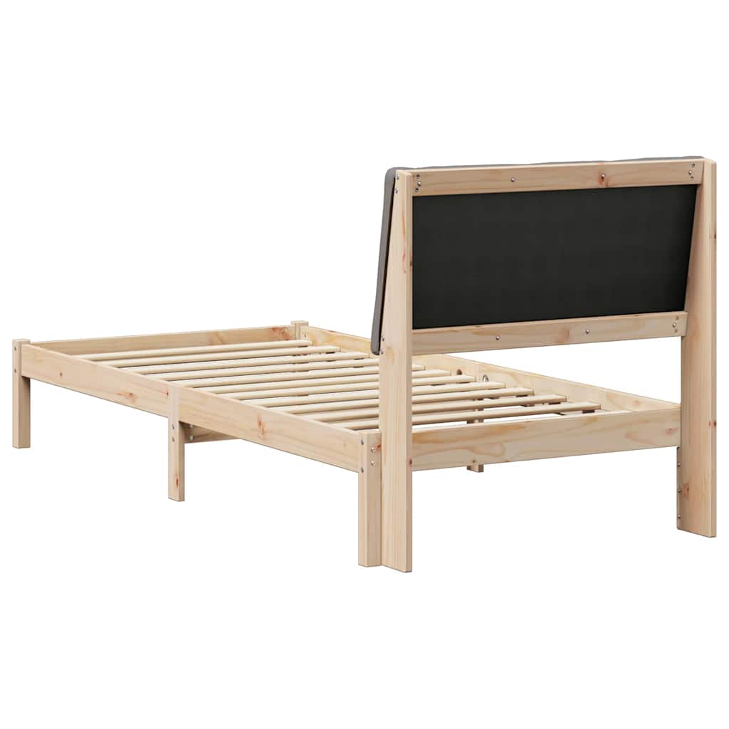 Bed frame Brown and taupe 100 x 200 cm Solid pine wood