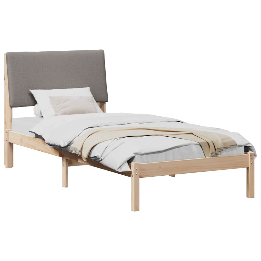 Bed frame Brown and taupe 100 x 200 cm Solid pine wood