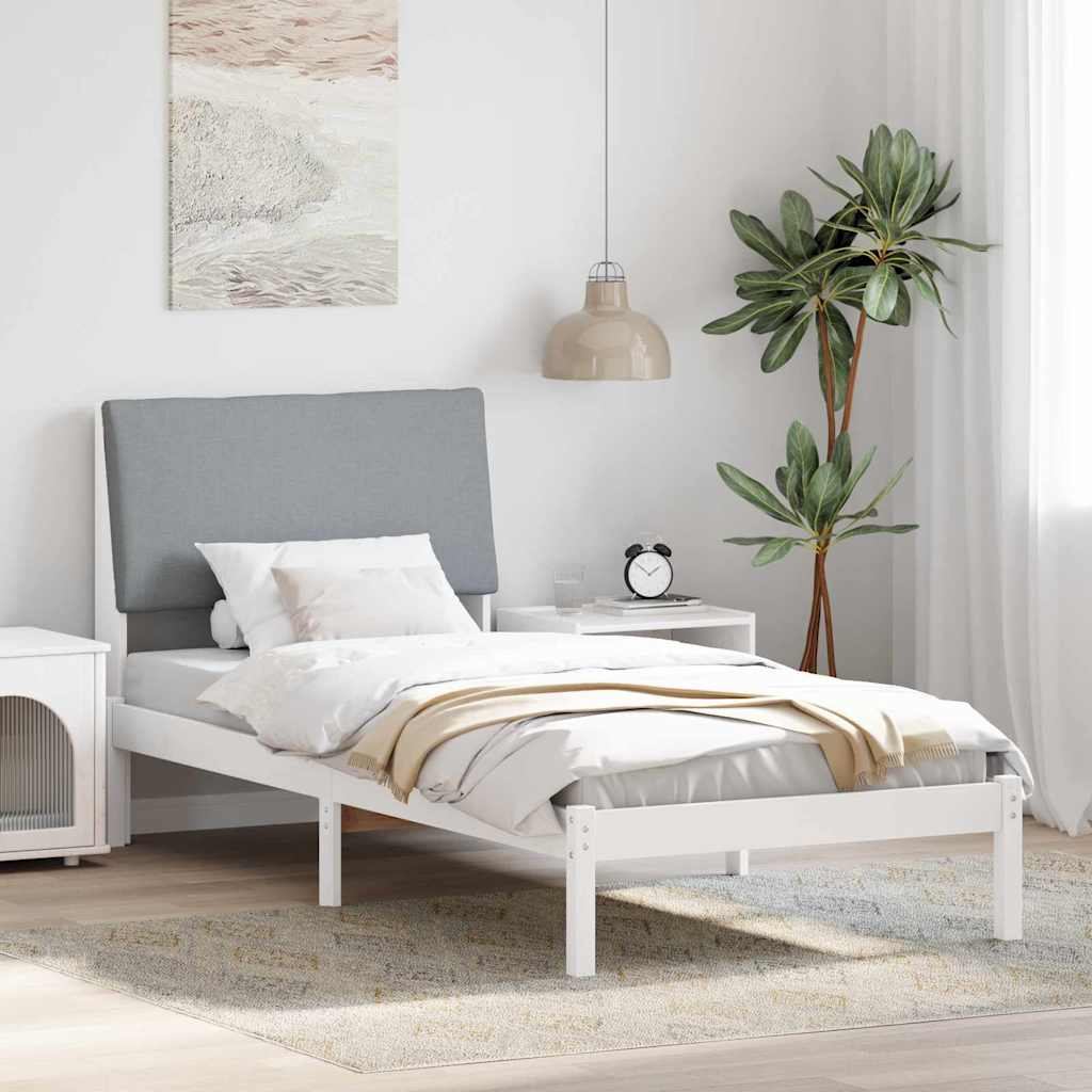 Bed frame White and light grey 100 x 200 cm Solid pine wood