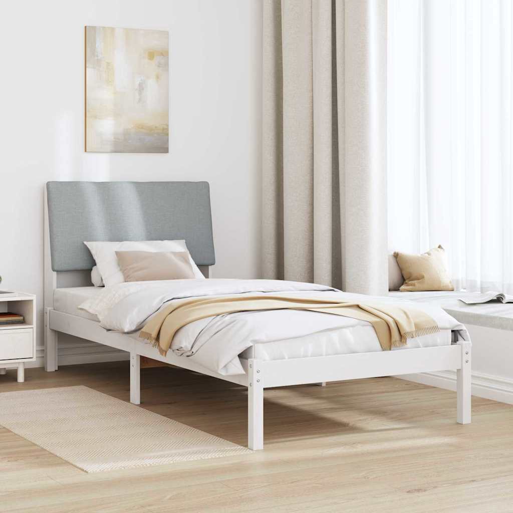 Bed frame White and light grey 100 x 200 cm Solid pine wood