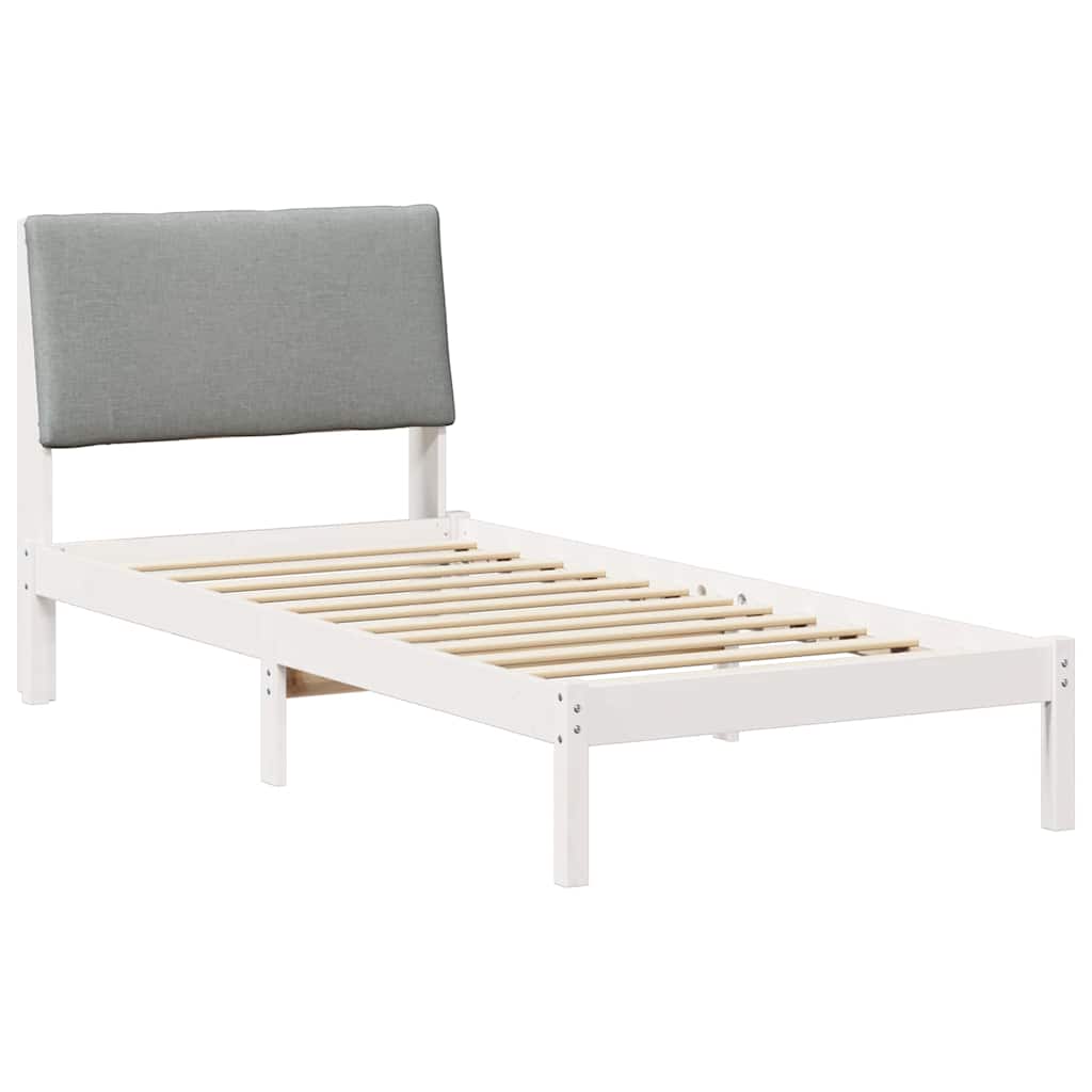 Bed frame White and light grey 100 x 200 cm Solid pine wood