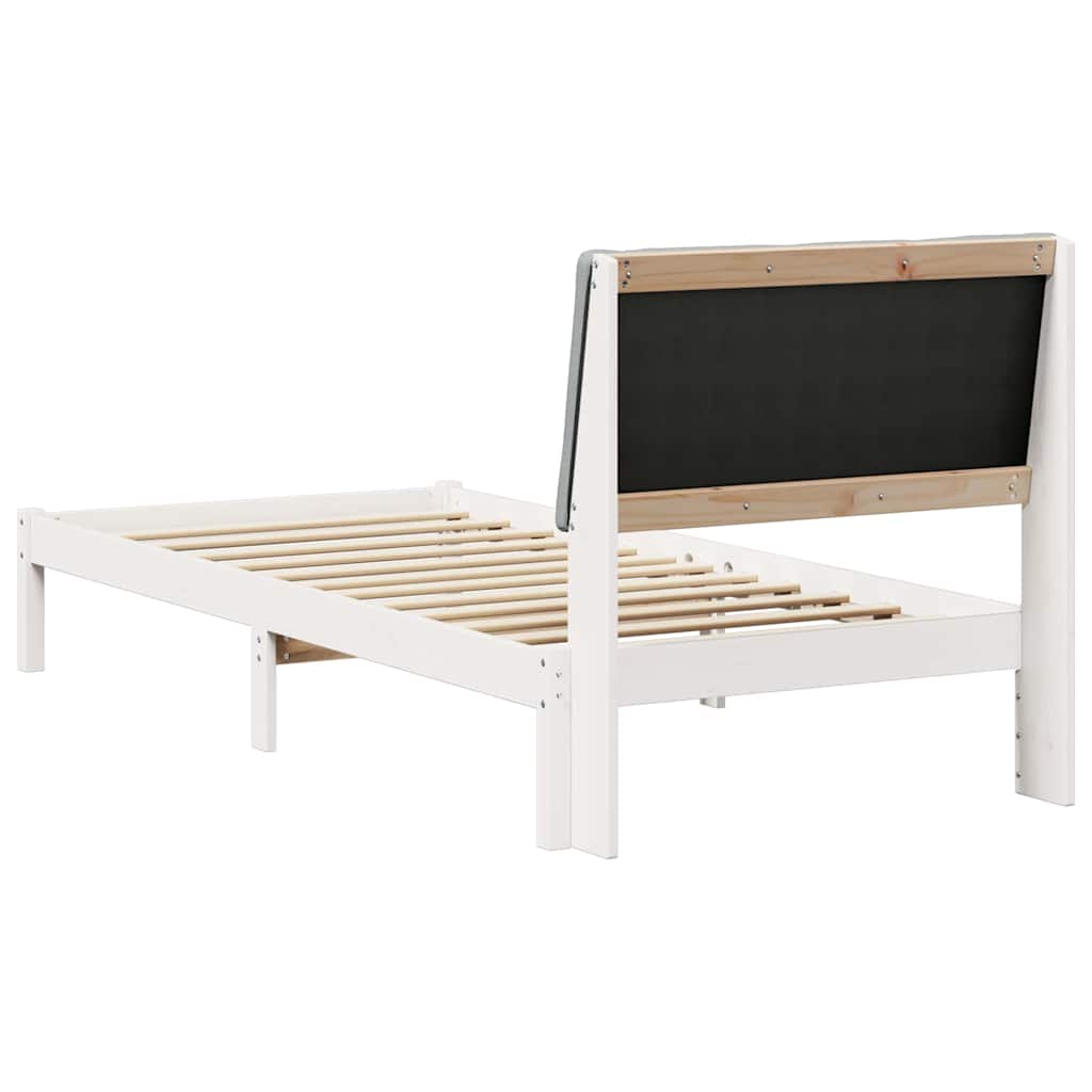 Bed frame White and light grey 100 x 200 cm Solid pine wood