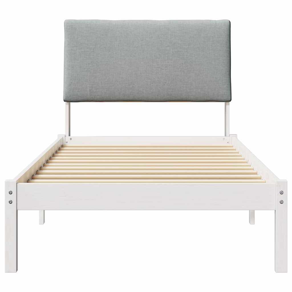 Bed frame White and light grey 100 x 200 cm Solid pine wood