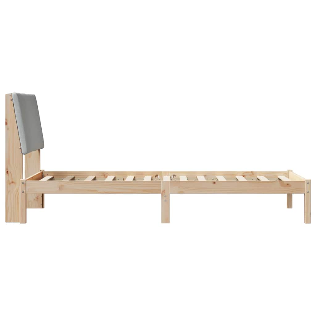 Bed frame Brown and light grey 90 x 200 cm Solid pine wood