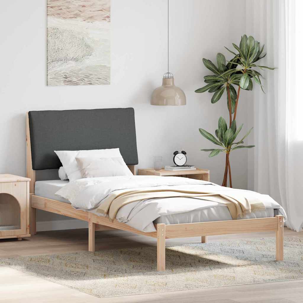 Bed frame Brown and dark grey 90 x 200 cm Solid pine wood