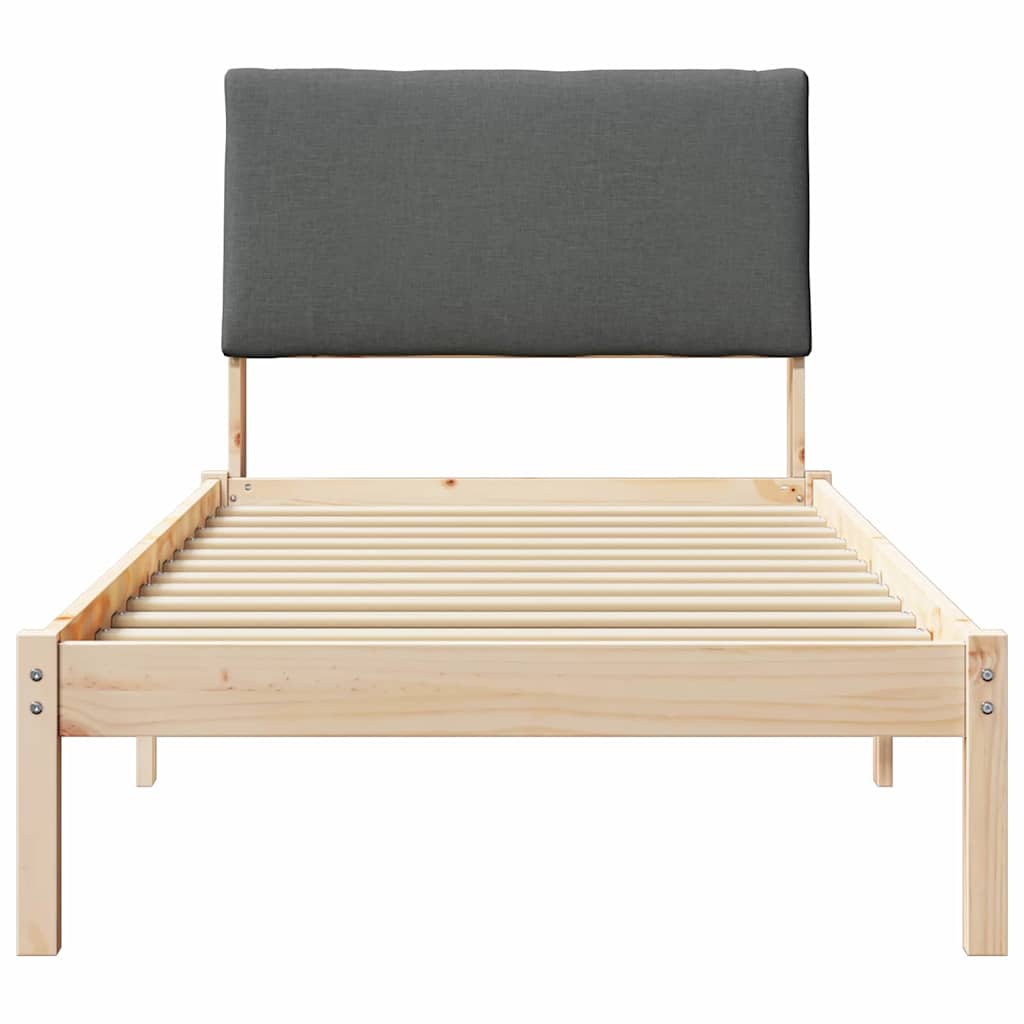Bed frame Brown and dark grey 90 x 200 cm Solid pine wood