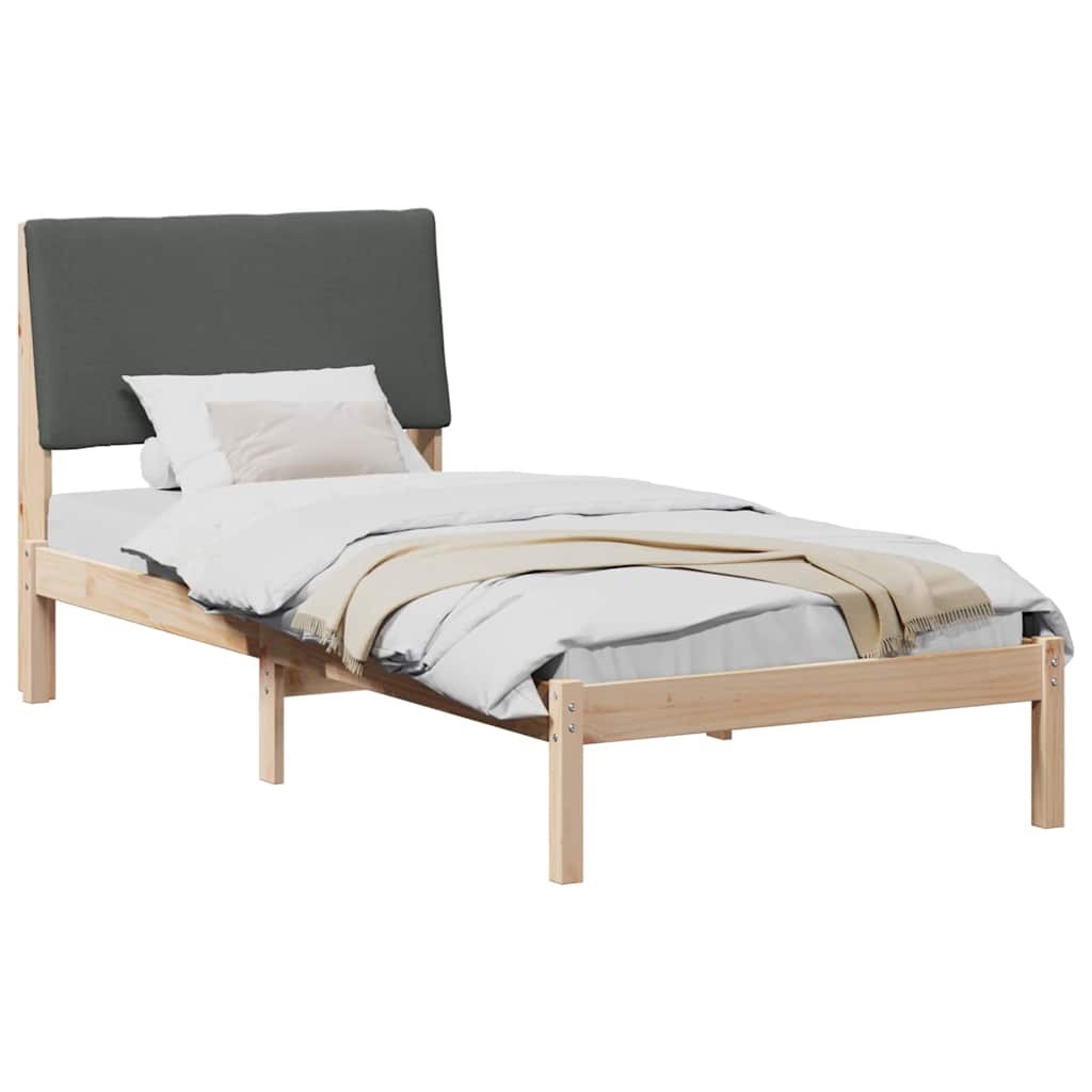 Bed frame Brown and dark grey 90 x 200 cm Solid pine wood
