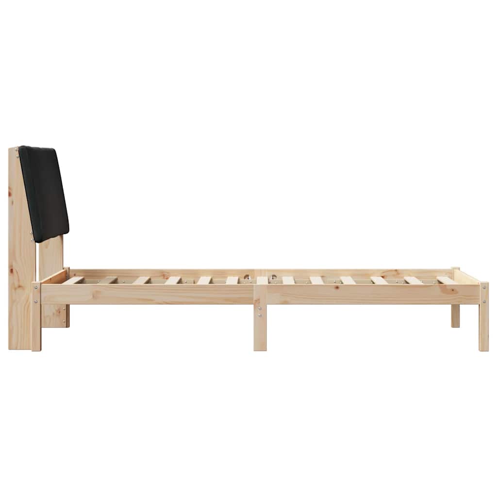 Bed frame Brown and black 90 x 200 cm Solid pine wood