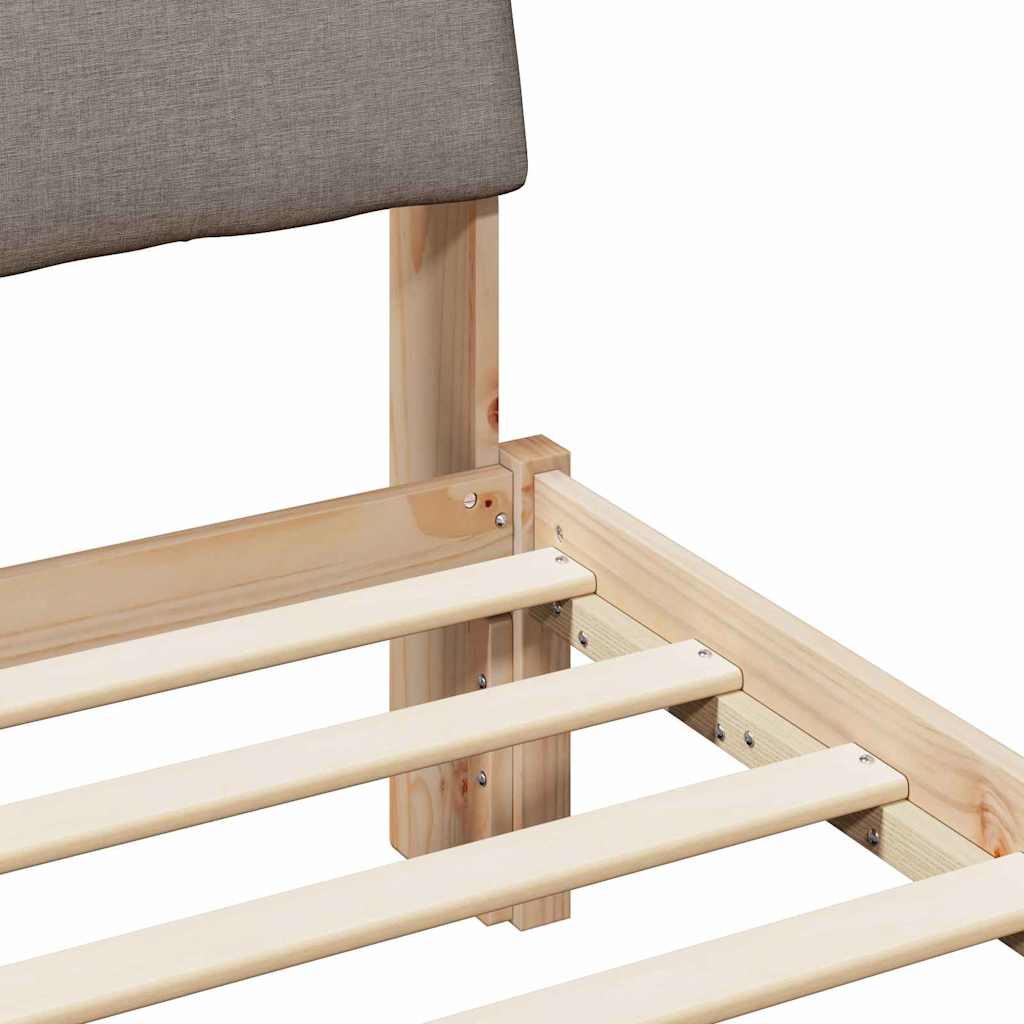 Bed frame Brown and taupe 90 x 200 cm Solid pine wood